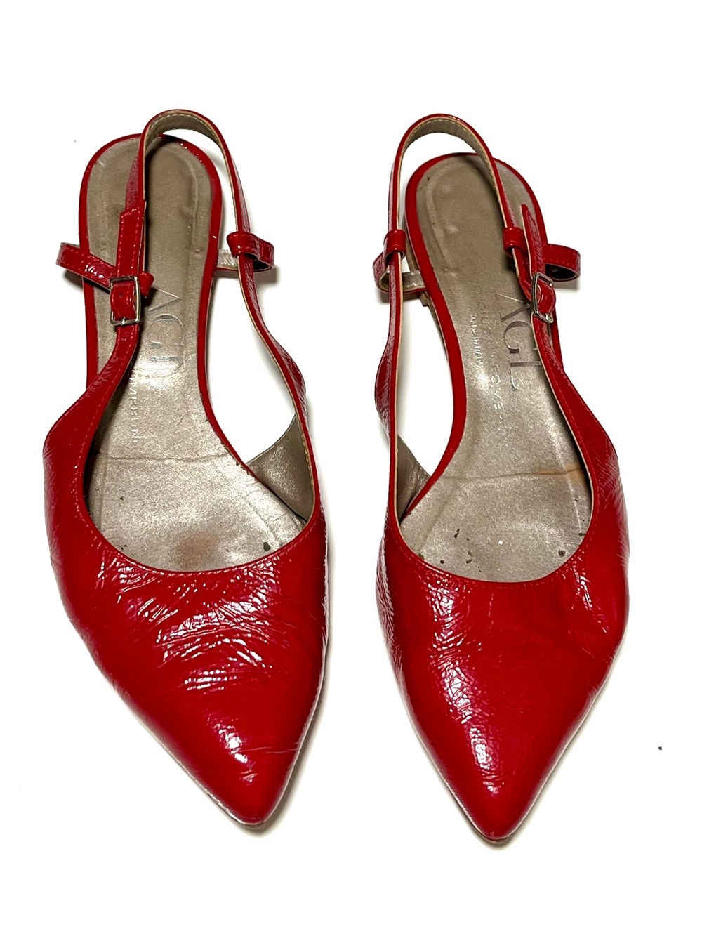 AGL Red Italian Leather Flats